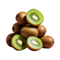 AI generated group of kiwi fruit sitting on top of each other isolated on transparent background png