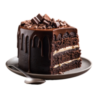 ai generado chocolate torta pastel con café aislado en transparente antecedentes png