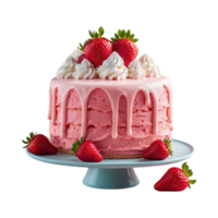 ai généré givré fraise gâteau isolé sur transparent Contexte png