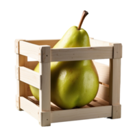 AI generated Pear Conference Wooden Crate isolated on transparent background png