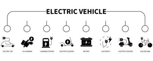 eléctrico vehículo bandera web icono vector ilustración concepto