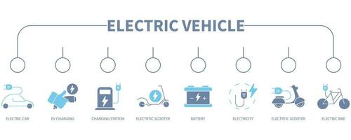 eléctrico vehículo bandera web icono vector ilustración concepto