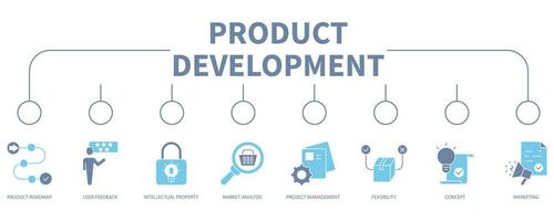 Product development banner web icon vector illustration concept