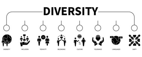 diversidad bandera web icono vector ilustración concepto