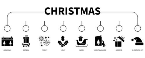Navidad bandera web icono vector ilustración concepto