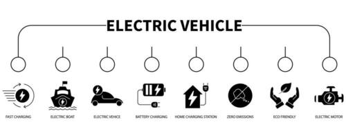 eléctrico vehículo bandera web icono vector ilustración concepto