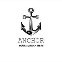 Marine retro element for logo with anchor, Nautical ship anchor isolated white background Vector illustration for marine design