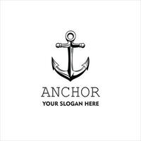 Marine retro element for logo with anchor, Nautical ship anchor isolated white background Vector illustration for marine design