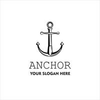 Marine retro element for logo with anchor, Nautical ship anchor isolated white background Vector illustration for marine design