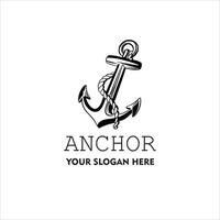 Marine retro element for logo with anchor, Nautical ship anchor isolated white background Vector illustration for marine design