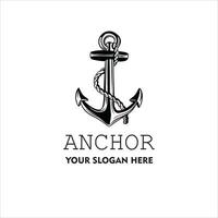 Marine retro element for logo with anchor, Nautical ship anchor isolated white background Vector illustration for marine design