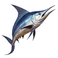 ai generiert 3d Blau Marlin Fisch isoliert auf transparent Hintergrund png