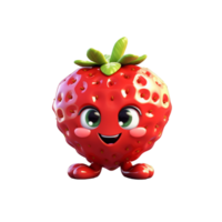 AI generated 3D Strawberry Character Mascot Isolated On Transparent Background png