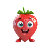 AI generated 3D Strawberry Character Mascot Isolated On Transparent Background png