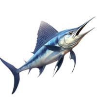 ai généré 3d bleu marlin poisson isolé sur transparent Contexte png