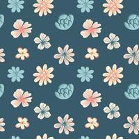 Vector seamless pattern with folk flowers. Spring background. Romantic flower pattern hand drawn.