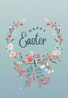 Happy Easter frame. Trendy Easter design with bunny in pastel colors and text. Poster, greeting card, banner. vector