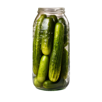 AI generated Preserved Green Pickles in Transparent Glass Jar png