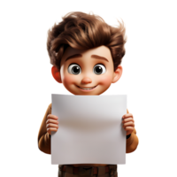 ai gegenereerd schattig jongen Holding leeg papier png