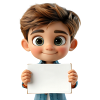 ai gegenereerd schattig jongen Holding leeg papier png