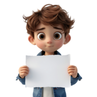 AI generated Cute boy holding empty paper png