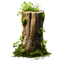 AI generated tree stump with moss png