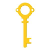 Yellow key isolated on white background. Cartoon style. Vector illustration for any design.