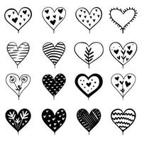 Doodle sketch hearts, hand drawn love heart collection isolated on white background. Vector illustration for any design.