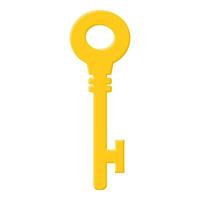 Yellow golden key isolated on white background. Cartoon style. Vector illustration for any design.