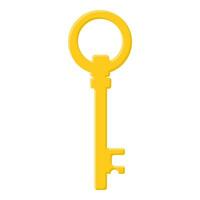 Golden key isolated on white background. Cartoon style. Vector illustration for any design.