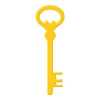 Golden key isolated on white background. Cartoon style. Vector illustration for any design.