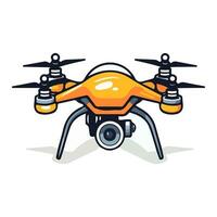 Quadcopter aerial drone with camera for photography,video surveillance or delivery isolated on white background. Cartoon style. Vector illustration for any design.