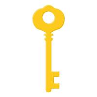 Yellow key isolated on white background. Cartoon style. Vector illustration for any design.