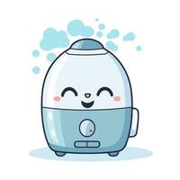 Cute cartoon humidifier for room, home, flat, office. Equipment, domestic, air purifier, vaporizer. Vector illustration for any design.