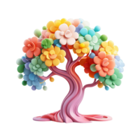 AI generated 3D Colorful Tree Isolated On Transparent Background png