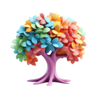 AI generated 3D Colorful Tree Isolated On Transparent Background png