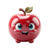 AI generated 3D Red Apple Character Mascot Isolated On Transparent Background png