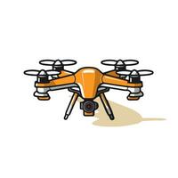 Quadcopter aerial drone with camera for photography,video surveillance or delivery isolated on white background. Cartoon style. Vector illustration for any design.