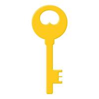 Golden key isolated on white background. Cartoon style. Vector illustration for any design.