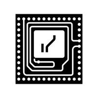 Microchip black silhoette icon isolated on white background. Vector illustration.