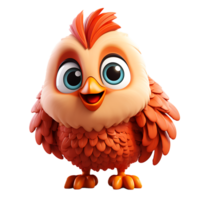 ai generado 3d vistoso gallo mascota personaje aislado en transparente antecedentes png