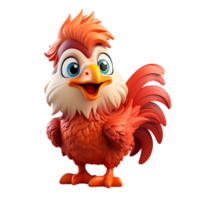 AI generated 3D Colorful Rooster Mascot Character Isolated On Transparent Background png