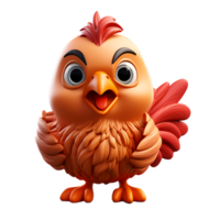 AI generated 3D Colorful Rooster Mascot Character Isolated On Transparent Background png