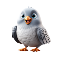 ai généré 3d mignonne oiseau mascotte personnage isolé sur transparent Contexte png