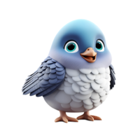 AI generated 3D Cute Bird Mascot Character Isolated On transparent Background png