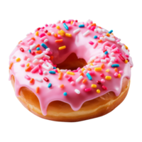 AI generated Strawberry Donut Isolated On Transparent Background png