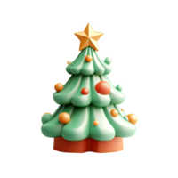 ai generado 3d prestados Navidad árbol con dorado estrella aislado en transparente antecedentes png