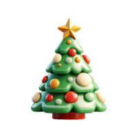 AI generated 3D Rendered Christmas Tree with Golden Star Isolated On Transparent Background png