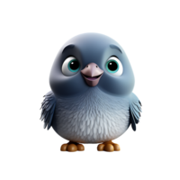 ai generato 3d carino uccello portafortuna personaggio isolato su trasparente sfondo png