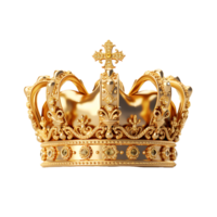 ai gerado foto realista do uma dourado coroa isolado em transparente fundo png